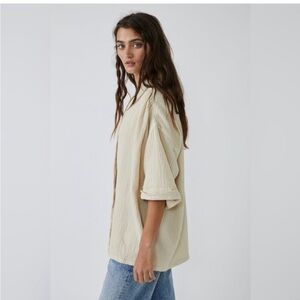 Free People Lou Blazer Shirt - Khaki